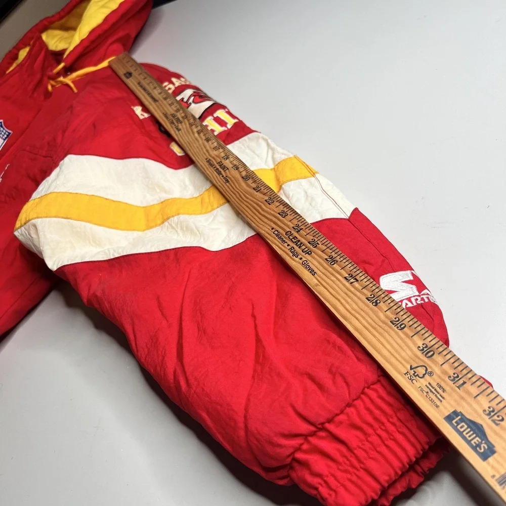 Vintage Kansas City Chiefs Starter NFL Pro Line Puffer Jacket Red Mens XL Hooded